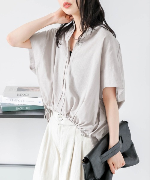 ブラウス シャツ 「TheLoom/ザ ルーム」DRAWSTRING SHIRT：シャツ レディース La-gemme ブラウス シャツ ドローストリングヘムシャツ