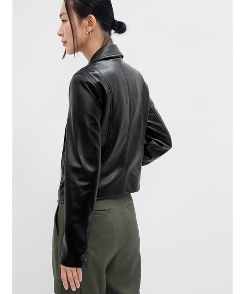 【GAP】レザージャケット 3rdタイプ レディース ブラック サイズS GAP 「GAP」 ライダースジャケット L ブラック レディース