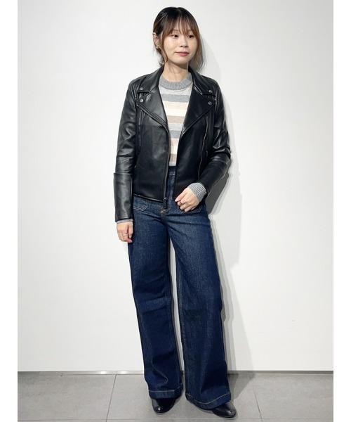 【GAP】レザージャケット 3rdタイプ レディース ブラック サイズS GAP 「GAP」 ライダースジャケット L ブラック レディース