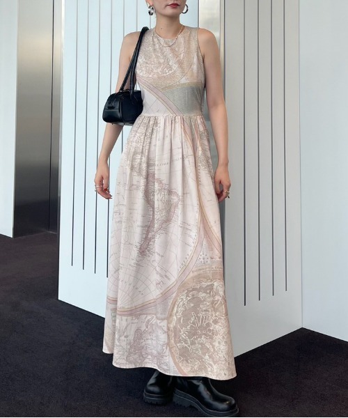 Ameri（アメリ） ワンピース CARTOGRAPHIC PATTERN DRESS : ZOZOTOWN