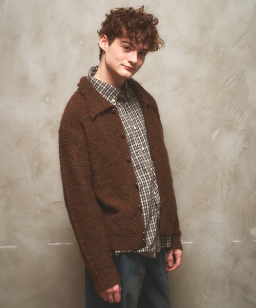 Bottt Zip up polo ニットカーディガン　M Zooodle カーディガン Knit Polo Cardigan - ニットポロカーディガン