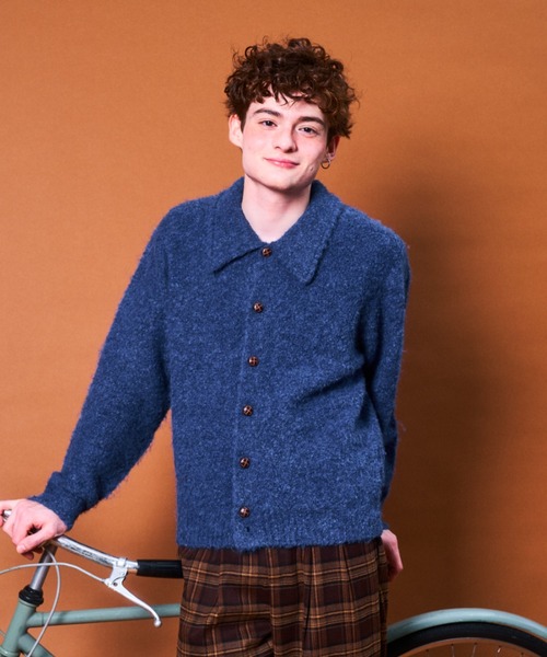 TTT_MSW ニットポロカーディガン ブルー S Zooodle カーディガン Knit Polo Cardigan - ニットポロカーディガン