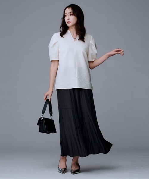 CYCLAS Vネック フレンチスリーブ ブラウス カットソー シクラスブラック 定番】フレンチスリーブTシャツ（カットソー）｜CYCLAS（シクラス