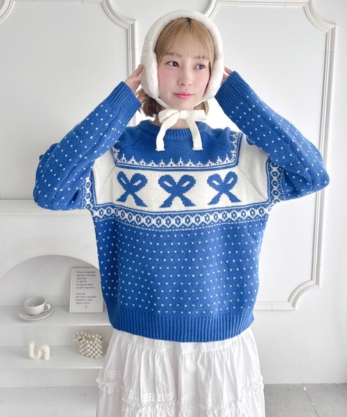 Loueme ニット セーター リボンノルディックニットプルオーバー