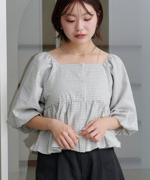 Kastane（カスタネ） ブラウス シャツ 「2WAY/4色展開/無地＆チェック