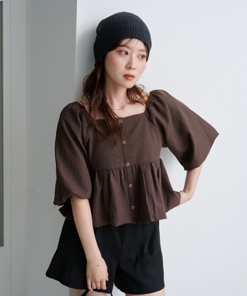 Kastane（カスタネ） ブラウス シャツ 「2WAY/4色展開/無地＆チェック