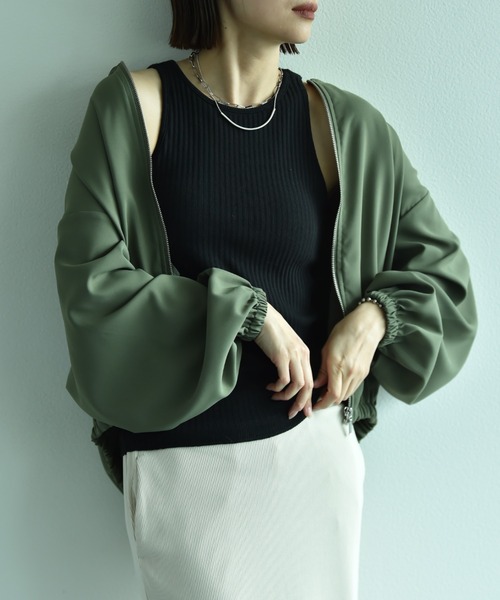 「INTERPLANET」 ジップアップブルゾン FREE カーキ レディース_画像5