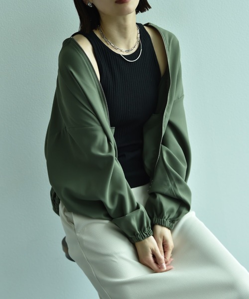 「INTERPLANET」 ジップアップブルゾン FREE カーキ レディース_画像6