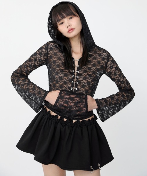 on race hoodie M レースフーディー Heart Tattoo パーカー lace chain hoodie / レースチェーンフーディ