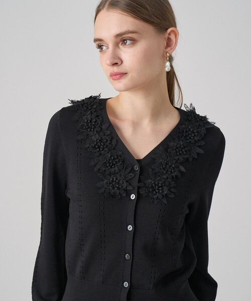 ANAYI（アナイ） カーディガン 立体フラワーレースV カーディガン