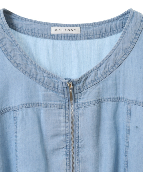 「SOFFITTO」 ジップアップブルゾン FREE サックスブルー レディース_画像3