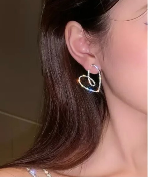 ARCHIVER ピアス 「Bz」レディース ハートピアス ダイヤ ライン