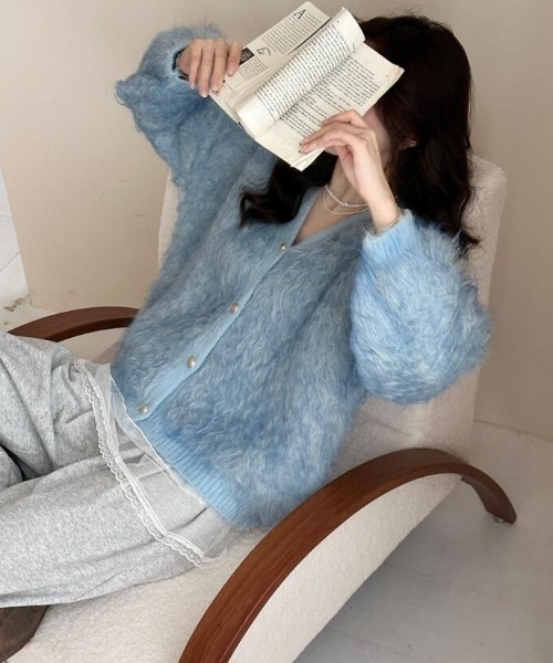 カーディガン ふわふわモヘア風ボタンカーディガン レディース カーディガン ふわふわモヘア風ボタンカーディガン レディース