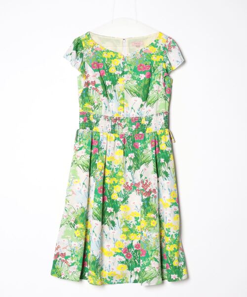 みかん　TOCCA 花柄刺繍 半袖ワンピース 4 TOCCA（トッカ） 花柄半袖ワンピース 4 グリーン レディース