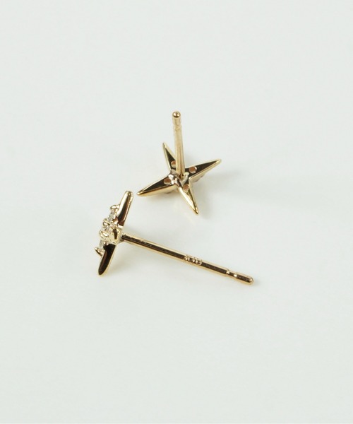 ピアス 「anq.」K10・Cross 0.05ct ダイヤモンド ピアス レディースの画像