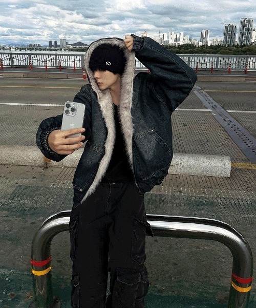 COSYHARU（コシハル） ma1 ma-1 ファートリミングフードダークデニム