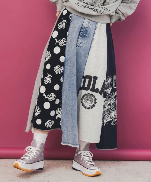 ScoLar（スカラー） デニムスカート 153717：スカラーリメイク風 異