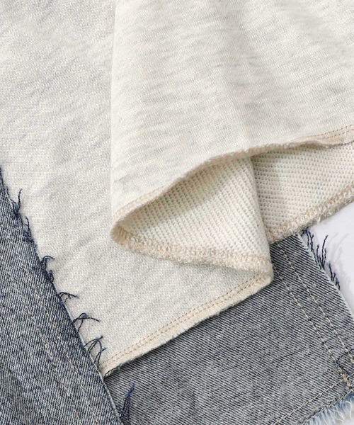 ScoLar 153717：スカラーリメイク風 異素材切替デニムスカート 153717：スカラーリメイク風 異素材切替デニムスカートの通販-ScoLar