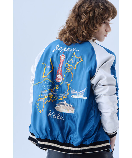 Houston スカジャン リバーシブル　刺繍 リバーシブルスーベニアジャケット「JAPAN」 HOUSTON 51391