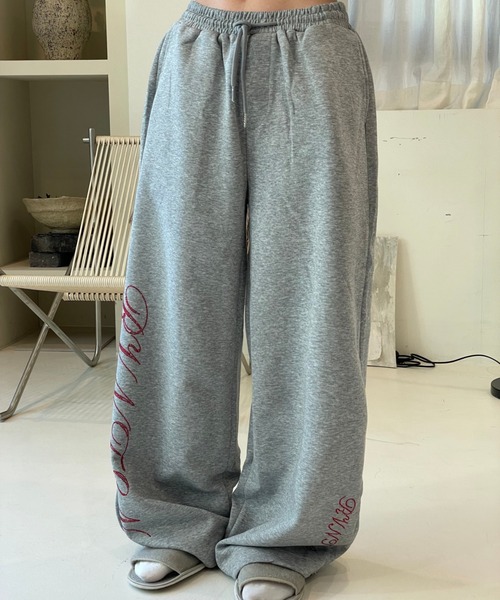 KsG スウェットパンツ ジャージ ラインストーンレタリングスウェット