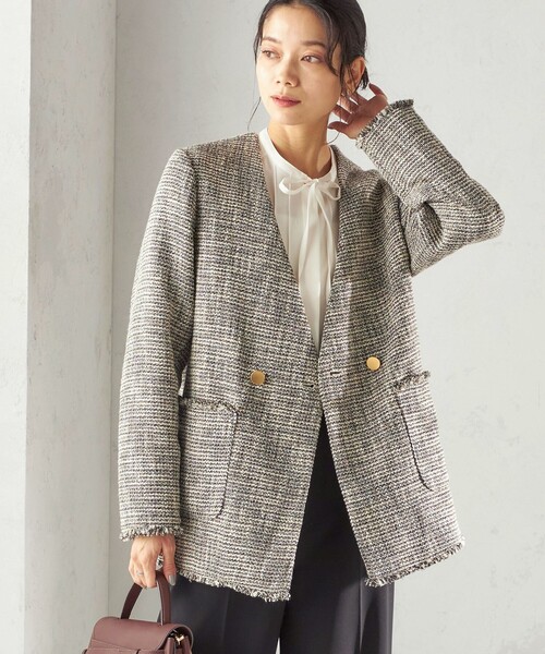 SHIPS（シップス） ジャケット ノーカラージャケット トライスピン 杢