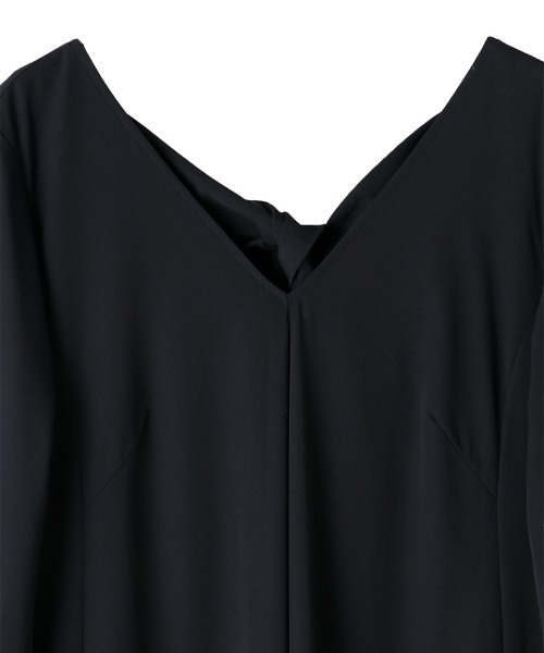 「JENNE」 長袖ワンピース LARGE ネイビー レディース_画像2