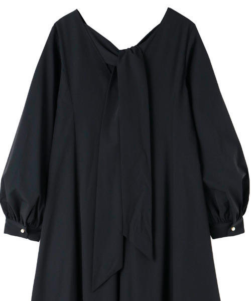 「JENNE」 長袖ワンピース LARGE ネイビー レディース_画像3