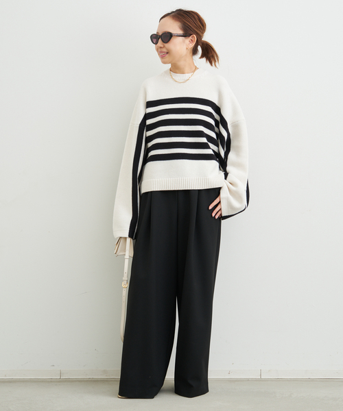 CINOH（チノ） ニット セーター 」 BORDER CREWNECK レディース