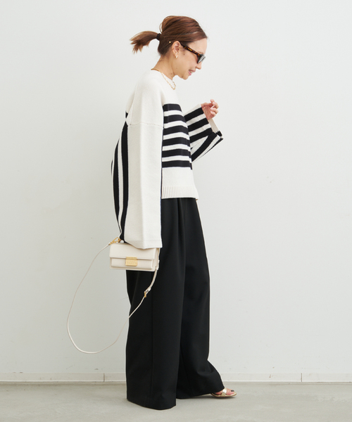 CINOH（チノ） ニット セーター 」 BORDER CREWNECK レディース