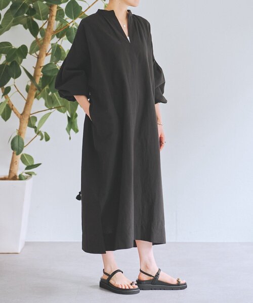 【美品】ビアズリー ロングワンピース リネン 総柄 フレア ナチュラル BEARDSLEY（ビアズリー） ワンピース コットンリネンロングワンピース
