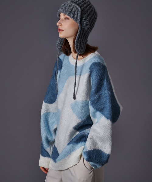 「ONCILY」 長袖ニット MEDIUM ブルー メンズ_画像4