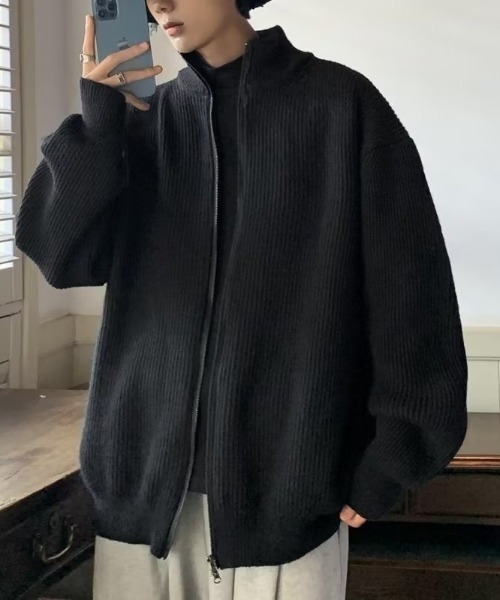 「link lot」 ニットカーディガン M ブラック メンズ_画像2