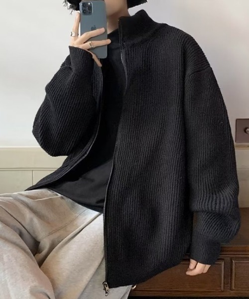 「link lot」 ニットカーディガン M ブラック メンズ_画像6