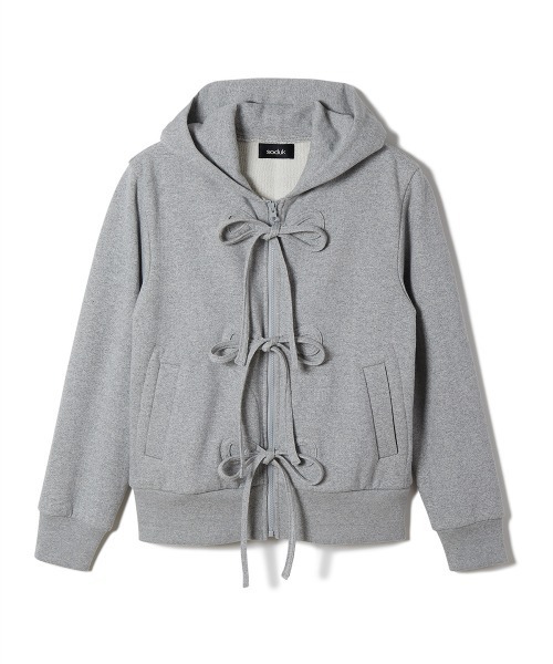 トレーナー スウェット 「soduk」26SS新作 ribbon zip hoodie / リボン