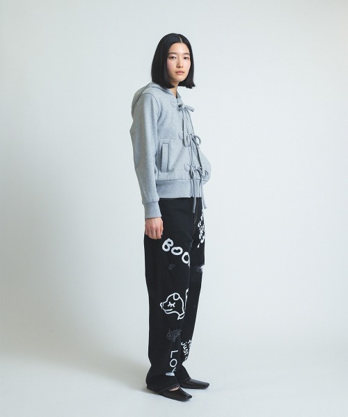 トレーナー スウェット 「soduk」26SS新作 ribbon zip hoodie / リボン