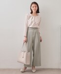 ワイドパンツ パンツ ストレッチ2タックワイド...の詳細画像3