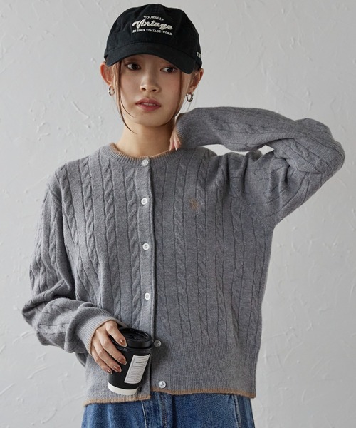 「U.S. POLO ASSN.」 ニットカーディガン M グレー レディース_画像3
