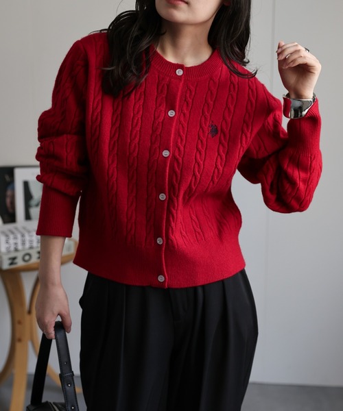 「U.S. POLO ASSN.」 ニットカーディガン M グレー レディース_画像7
