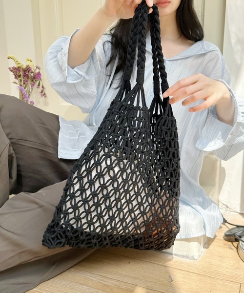 Ada. かごバッグ カゴバッグ ロープ編み メッシュ ネット トートバッグ
