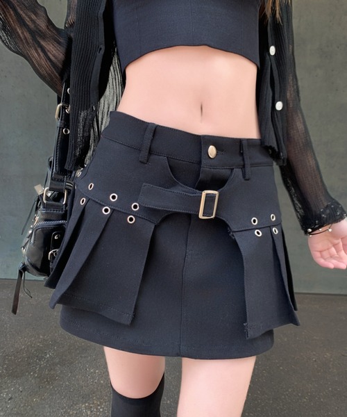 VEILA スカート ベルトデザインプリーツミニスカート : ZOZOTOWN Yahoo