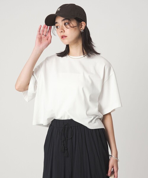 tシャツ 「スタイリスト兵藤千尋さんコラボ」クロップド ワイド Tシャツ UVカット レディースの画像