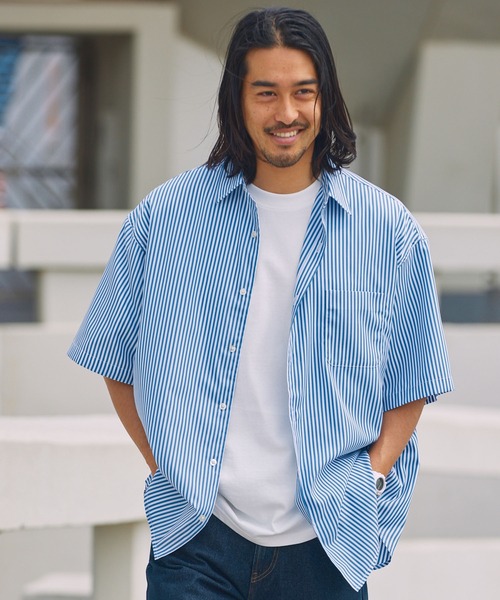 美品♡フランクアンドアイリーン　RAVE スカイブルー　半袖　シャツ　コットン THE CRAFT CREW PRODUCTS シャツ 半袖 「接触冷感・イージーケア