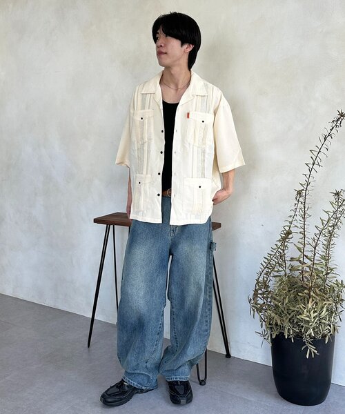 CPCM（シーピーシーエム） シャツ 花刺繍キューバシャツ メンズ