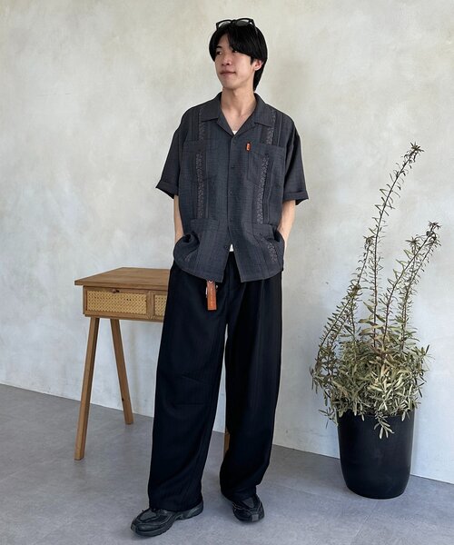 CPCM（シーピーシーエム） シャツ 花刺繍キューバシャツ メンズ