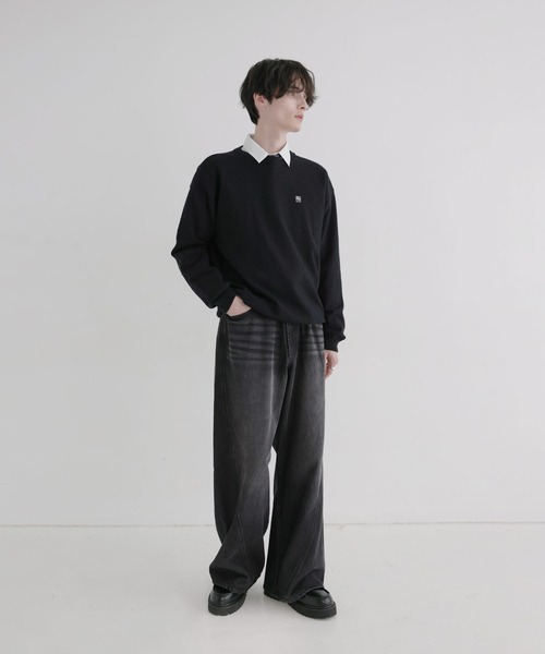 「LILL」 長袖ニット M ブラック メンズ_画像7