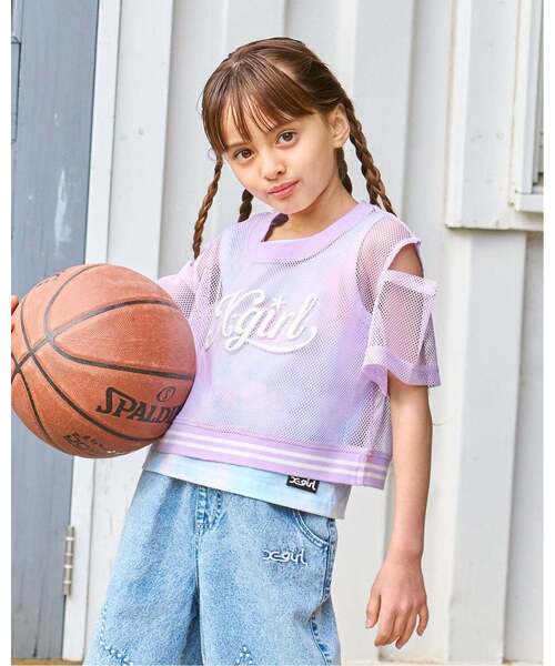 キッズ服 120cm Tシャツ 6点セット X-girl Stages（エックスガールステージス） tシャツ メッシュ肩あき