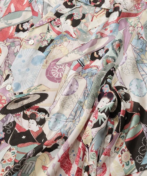 アロハシャツ シャツ 「NIPOALOHA/二ポアロハ」SILK CUPRO SHORT SLEEVE ALOHA SHIRT「MAIKO」 メンズの画像
