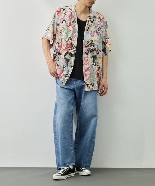 アロハシャツ シャツ 「NIPOALOHA/二ポアロハ」SILK CUPRO SHORT SLEEVE ALOHA SHIRT「MAIKO」 メンズの画像