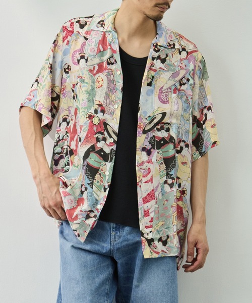 アロハシャツ シャツ 「NIPOALOHA/二ポアロハ」SILK CUPRO SHORT SLEEVE ALOHA SHIRT「MAIKO」 メンズの画像