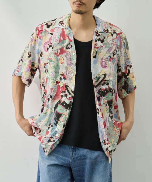アロハシャツ シャツ 「NIPOALOHA/二ポアロハ」SILK CUPRO SHORT SLEEVE ALOHA SHIRT「MAIKO」 メンズの画像